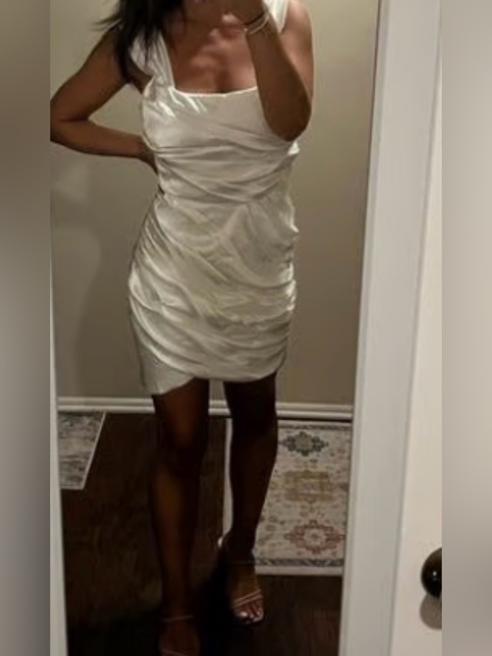 Alamour The Label Ivory Satin Ruched Mini Dress - Picture 2 of 12